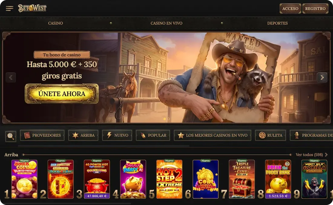 sitio web del casino betwest